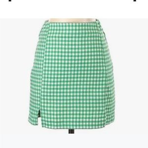 Green and white checked skirt gingham mini